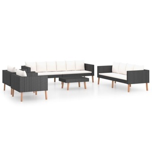vidaXL, vidaXL 5-tlg. Garten-Lounge-Set mit Auflagen Poly Rattan Schwarz