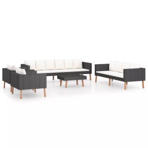 vidaXL, vidaXL 5-tlg. Garten-Lounge-Set mit Auflagen Poly Rattan Schwarz