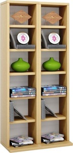 VCM, Holz CD DVD Stand Regal Schrank Aufbewahrung Standregal Ständer Milano Holz CD DVD Stand Regal Schrank Aufbewahrung Standregal Ständer Milano, VCM - Holz CD DVD Stand Regal | mit Platz für 204 CDs oder 72 DVDs 40-Videos Maße: H. 92 x B. 42 T. 20 cm Elegantes CD/DVD Blu, 42cm, Buche