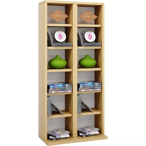 VCM, Holz CD DVD Stand Regal Schrank Aufbewahrung Standregal Ständer Milano Holz CD DVD Stand Regal Schrank Aufbewahrung Standregal Ständer Milano, VCM - Holz CD DVD Stand Regal | mit Platz für 204 CDs oder 72 DVDs 40-Videos Maße: H. 92 x B. 42 T. 20 cm Elegantes CD/DVD Blu, 42cm, Buche