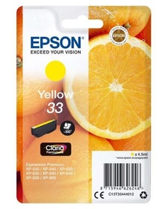 Epson, Epson Oranges Singlepack Yellow 33 Claria Premium Ink, Epson 33 - 4.5 ml - Gelb - original - Blister mit RF- / akustischem Alarmsignal - Tintenpatrone