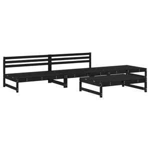 vidaXL, vidaXL 4-tlg. Garten-Lounge-Set Schwarz Massivholz Kiefer, vidaXL 4-tlg. Garten-Lounge-Set Schwarz Massivholz Kiefer