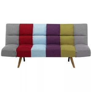 Beliani, Beliani Schlafsofa Polsterbezug bunt Patchwork INGARO, Beliani - Schlafsofa aus Polyester Retro INGARO, One Size, Hellblau