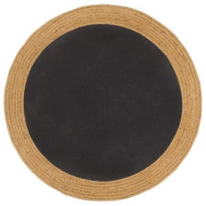 vidaXL, vidaXL Teppich Geflochten Schwarz & Natur 90 cm Jute & Baumwolle Rund, 