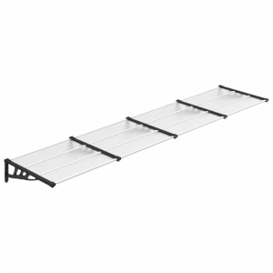 vidaXL, vidaXL Türvordach Schwarz und Transparent 396x90 cm Polycarbonat, vidaXL Türvordach Schwarz und Transparent 396x90 cm Polycarbonat