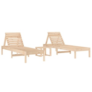 vidaXL, vidaXL Sonnenliegen 2 Stk. mit Tisch Massivholz Kiefer