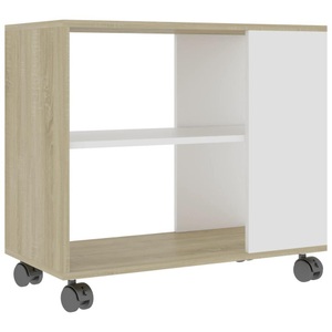 vidaXL, vidaXL Beistelltisch Weiß und Sonoma-Eiche 70 x 35 x 55 cm Spanplatte, vidaXL Beistelltisch Weiß und Sonoma-Eiche 70x35x55 cm Holzwerkstoff