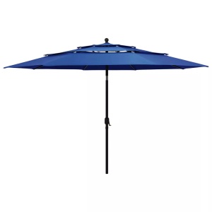 vidaXL, vidaXL Sonnenschirm mit Aluminium-Mast 3-lagig Azurblau 3,5 m, vidaXL Sonnenschirm mit Aluminium-Mast 3-lagig Azurblau 3,5 m