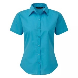 Premier, Kurzarm Popeline Bluse Arbeitshemd Damen Türkisblau 50, PREMIER - Kurzarm Popeline Bluse Arbeitshemd, für Damen, Türkisblau, Größe 50