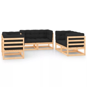 vidaXL, vidaXL 6-tlg. Garten-Lounge-Set mit Kissen Massivholz Kiefer