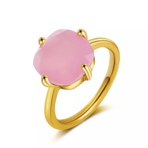 undefined, Ailoria - Ring Eglantine - Gold und Rosa, AILORIA - ÉGLANTINE Ring Rosa Chalcedon, 54mm, Gold