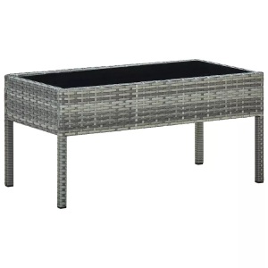 vidaXL, vidaXL Gartentisch Grau 75x40x37 cm Poly Rattan, vidaXL Gartentisch Grau 75x40x37 cm Poly Rattan
