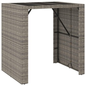 vidaXL, vidaXL Bartisch mit Glasplatte Grau 105x80x110 cm Poly Rattan, vidaXL Bartisch mit Glasplatte Grau 105x80x110 cm Poly Rattan