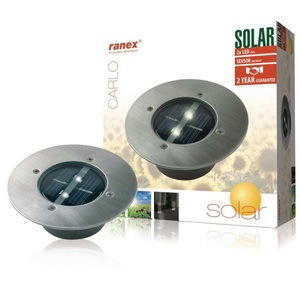 Ranex, Solar LED Bodeneinbaustrahler Lugo - Rund, Bodenstrahler inkl. LED und Solarmodul IP44 - Jorden