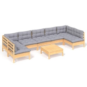 vidaXL, vidaXL 8-tlg. Garten-Lounge-Set mit Grauen Kissen Kiefer Massivholz, 