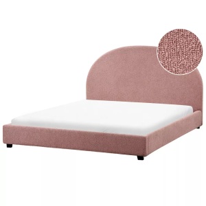 Beliani, Beliani - Bett mit Lattenrost aus Bouclé Retro VAUCLUSE, 160X200CM, Puderrosa