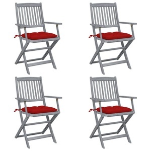vidaXL, vidaXL Klappbare Gartenstühle 4 Stk. mit Kissen Massivholz Akazie