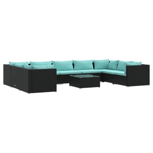 vidaXL, vidaXL 10-tlg. Garten-Lounge-Set mit Kissen Poly Rattan Schwarz
