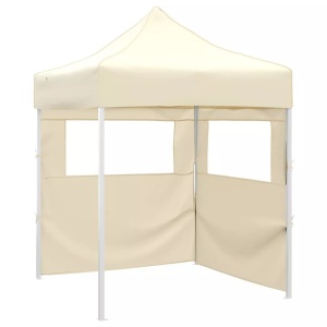 vidaXL, vidaXL Profi-Partyzelt Faltbar mit 2 Seitenwänden 2×2m Stahl Creme, vidaXL Profi-Partyzelt Faltbar mit 2 Seitenwänden 2×2m Stahl Creme