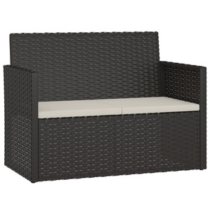 vidaXL, vidaXL Gartenbank mit Kissen Schwarz 105 cm Poly Rattan