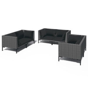 vidaXL, vidaXL 6-tlg. Garten-Lounge-Set mit Auflagen Poly Rattan Dunkelgrau