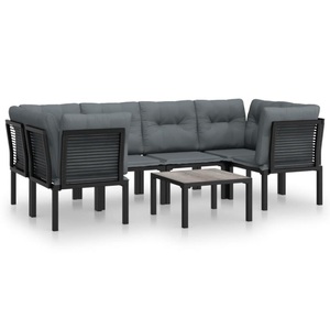 vidaXL, vidaXL 7-tlg. Garten-Lounge-Set Schwarz und Grau Poly Rattan