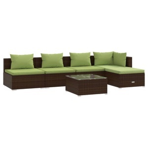 vidaXL, vidaXL 6-tlg. Garten-Lounge-Set mit Kissen Poly Rattan Braun, 