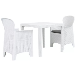 Diverse Hardware, 3-tlg. Bistro-Set Kunststoff Weiss Rattan-Optik, vidaXL 3-tlg. Bistro-Set Kunststoff Weiß Rattan-Optik