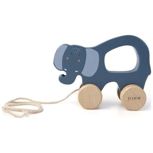 Trixie Baby, Trixie Baby Holz Nachziehtier Mrs. Elephant, Trixie - Activity Spielzeug, One Size, Grau-Blau