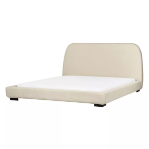 Beliani, Beliani - Bett mit Lattenrost aus Polyester Klassisch ROISEL, 160X200CM, Pearl