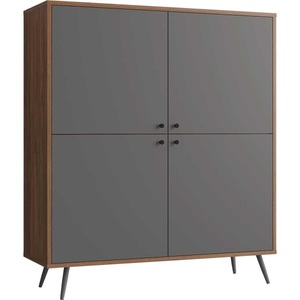 mutoni casual, Highboard Walnuss 118x40x134 grau, SalesFever Highboard, Stauraumschrank in moderner Farbkombination von Walnuss und Grau