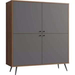 mutoni casual, Highboard Walnuss 118x40x134 grau, SalesFever Highboard, Stauraumschrank in moderner Farbkombination von Walnuss und Grau