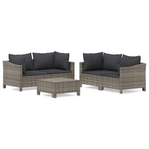 vidaXL, vidaXL 5-tlg. Garten-Lounge-Set mit Kissen Grau Poly Rattan