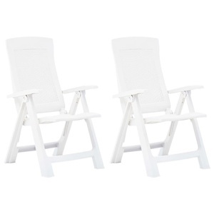 vidaXL, vidaXL Verstellbare Gartenstühle 2 Stk. Kunststoff Weiß, vidaXL Verstellbare Gartenstühle 2 Stk. Kunststoff Weiß
