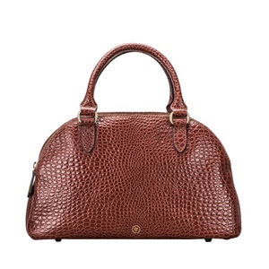 Maxwell Scott, Maxwell Scott LilianaS - Damen Mock Croc Leder Bowling Handtasche in Cognac, 