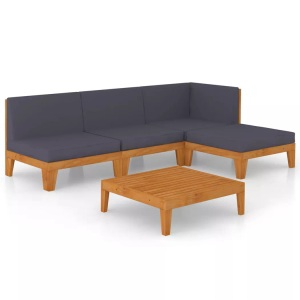 vidaXL, vidaXL 5-tlg. Garten-Lounge-Set mit Kissen Akazie Massivholz, vidaXL 5-tlg. Garten-Lounge-Set mit Kissen Akazie Massivholz