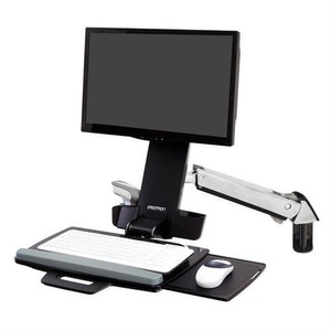 Ergotron, Ergotron StyleView Sit-Stand Combo Arm 1fach Monitor-Wandhalterung 25,4 cm (10) - 61,0 cm (24) Neigbar+Schwenkbar,, Monitor-Wandhalterung Ergotron StyleView Steh-Sitz Combo 45-266-026, inkl. Tastaturablage, Sitz- & Steharbeitsplatz, bis 13,2 kg, höhenverstellbar, VESA, Aluminium