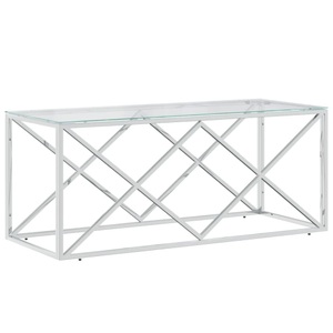 vidaXL, vidaXL Couchtisch 110x45x45 cm Edelstahl und Glas