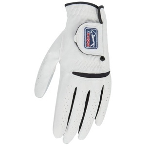 PGA Tour, Bestickt Linkshänder Golfhandschuh, Synthetischer Stoff Logo Unisex Weiss M, 