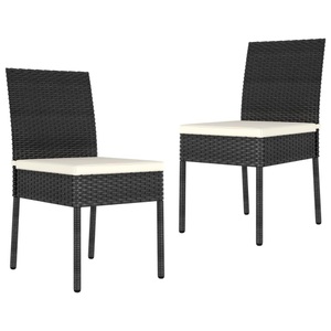 vidaXL, vidaXL Garten-Essstühle 2 Stk. Poly Rattan Schwarz, vidaXL Garten-Essstühle 2 Stk. Poly Rattan Schwarz