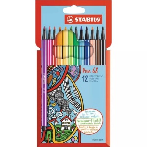 Stabilo, STABILO® Filzstifte PEN 68 mit 12 Farben, Premium-Filzstift STABILO® Pen 68 12er-Pack