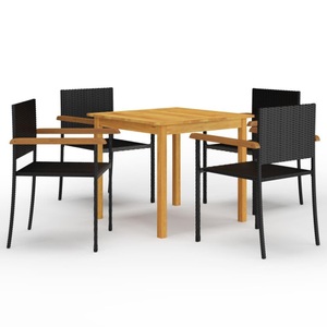 vidaXL, vidaXL 5-tlg. Garten-Essgruppe Schwarz, vidaXL 5-tlg. Garten-Essgruppe Schwarz