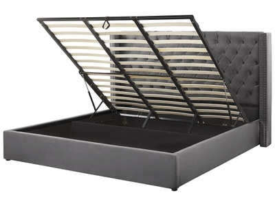 Beliani, Bett mit Bettkasten aus Samtstoff Klassisch LUBBON Bett mit Bettkasten aus Samtstoff Klassisch LUBBON, 