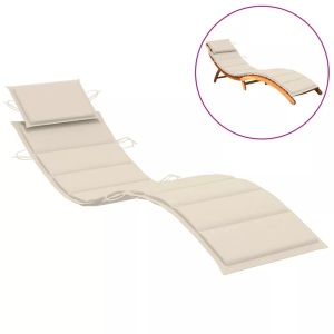 vidaXL, vidaXL Sonnenliegen-Auflage Cremeweiß 186x58x4 cm, vidaXL Sonnenliegen-Auflage Creme 186x58x3 cm Oxford-Gewebe