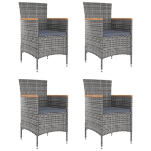 vidaXL, vidaXL Garten-Essstühle 4 Stk. Poly Rattan Grau