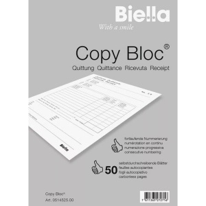 Biella, Biella Quittung Formular 514 525 Schwarz 1 St., Biella Quittung COPY-BLOC, D/F, A5, selbstdurchschreib, 514525.00, (50 x 2 Blatt)