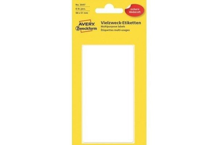 Avery Zweckform, AVERY ZWECKFORM Etiketten 98×51mm 3047Z weiss 6 Stück, AVERY ZWECKFORM Etiketten 98×51mm 3047Z weiss 6 Stück