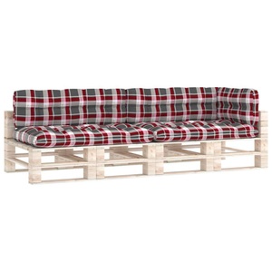 vidaXL, vidaXL Palettensofa-Auflagen 5 Stk. Rot Karomuster, vidaXL Palettenkissen 5-tlg. Rot Karomuster Stoff
