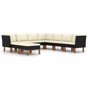 vidaXL, vidaXL 9-tlg. Garten-Lounge-Set mit Kissen Poly Rattan Schwarz