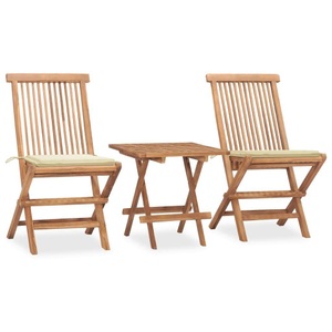 vidaXL, vidaXL 3-tlg. Garten-Essgruppe mit Kissen Klappbar Massivholz Teak, vidaXL 3-tlg. Garten-Essgruppe mit Kissen Klappbar Massivholz Teak